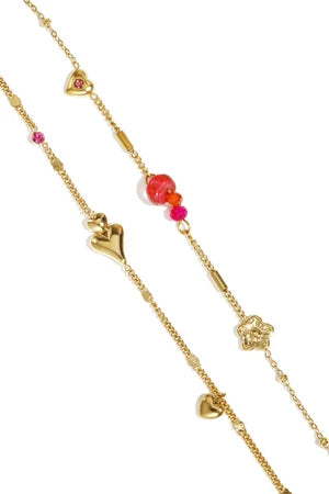 Armband met hartjes bloemen en kraaltjes