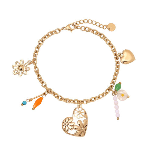 16cm hart en kleine hanger roestvrijstalen armband