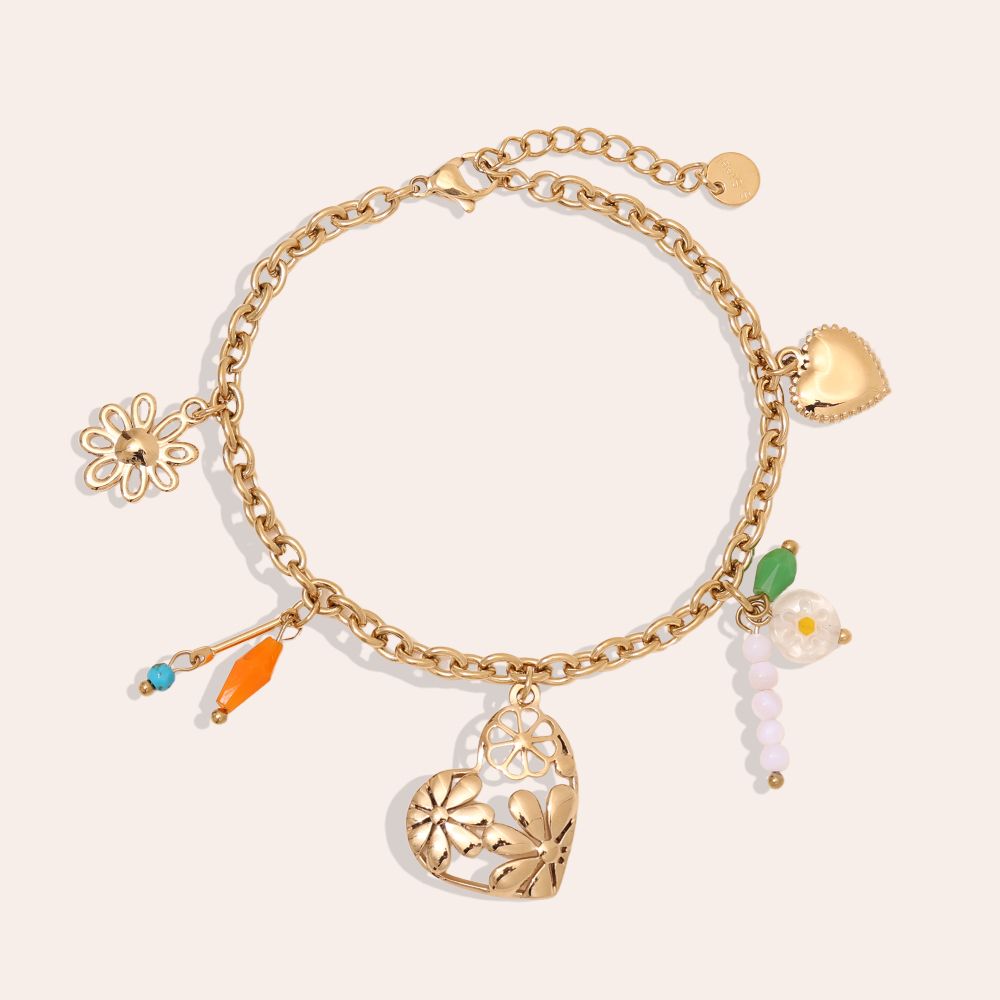16cm hart en kleine hanger roestvrijstalen armband