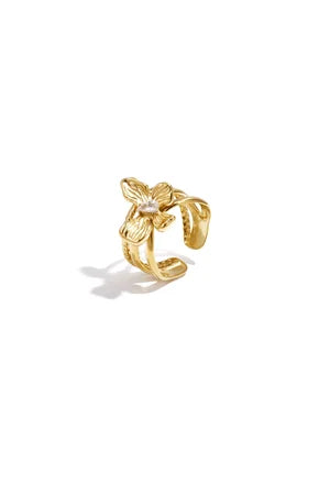 geslaagde statement ring met bloem en steen