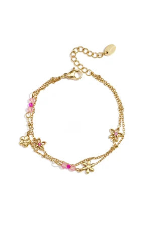 Bubbele armband met kleurrijke bloemetjes